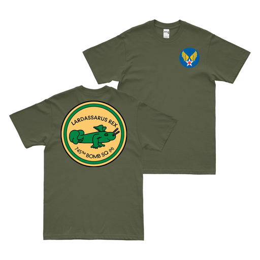 Double-Sided 745th Bombardment Squadron WW2 T-Shirt Tactically Acquired Military Green Small 