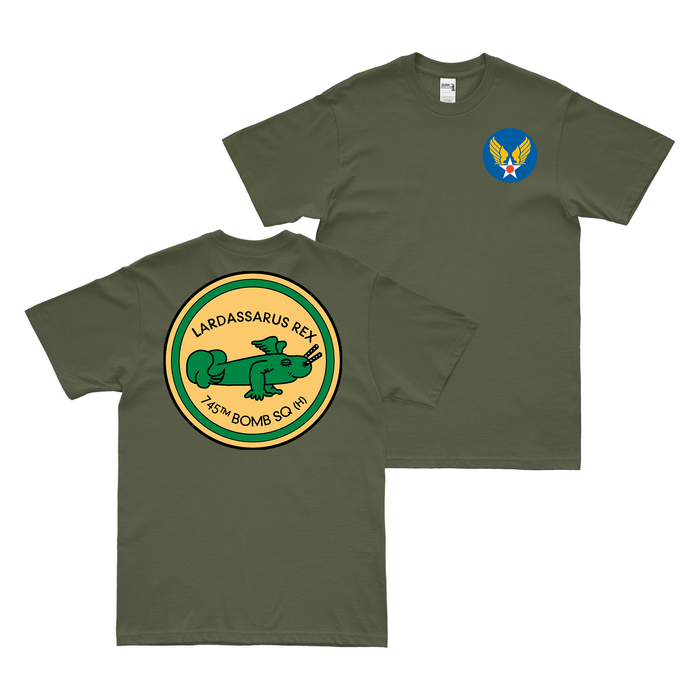 Double-Sided 745th Bombardment Squadron WW2 T-Shirt Tactically Acquired Military Green Small 