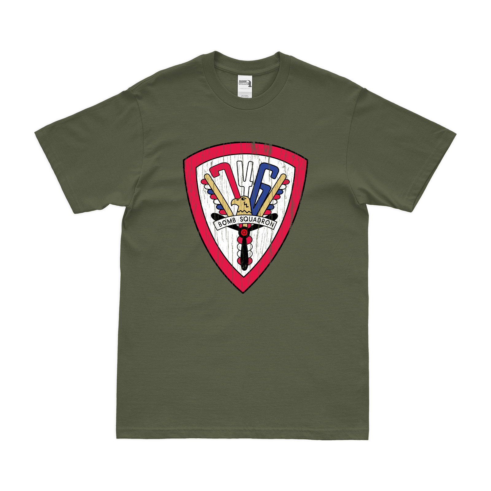 746th Bombardment Squadron USAAF WW2 T-Shirt Tactically Acquired Military Green Distressed Small