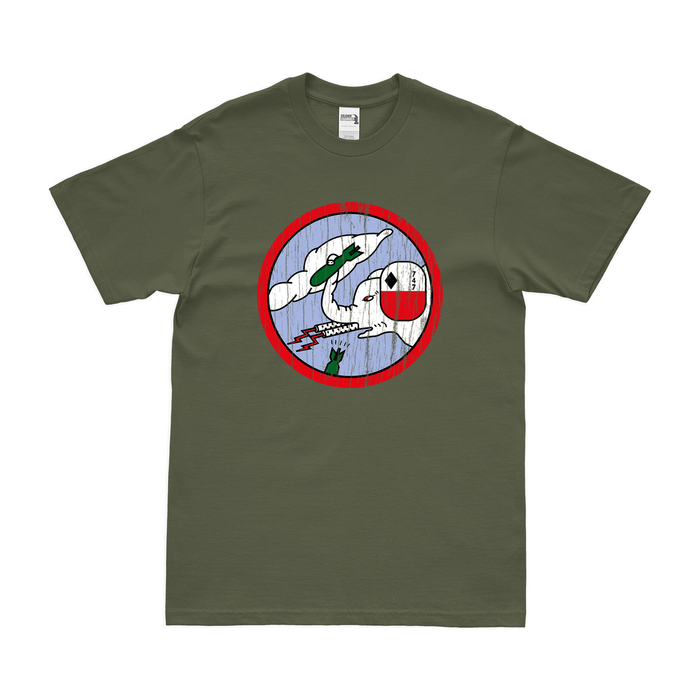 747th Bombardment Squadron USAAF WW2 T-Shirt Tactically Acquired Military Green Distressed Small