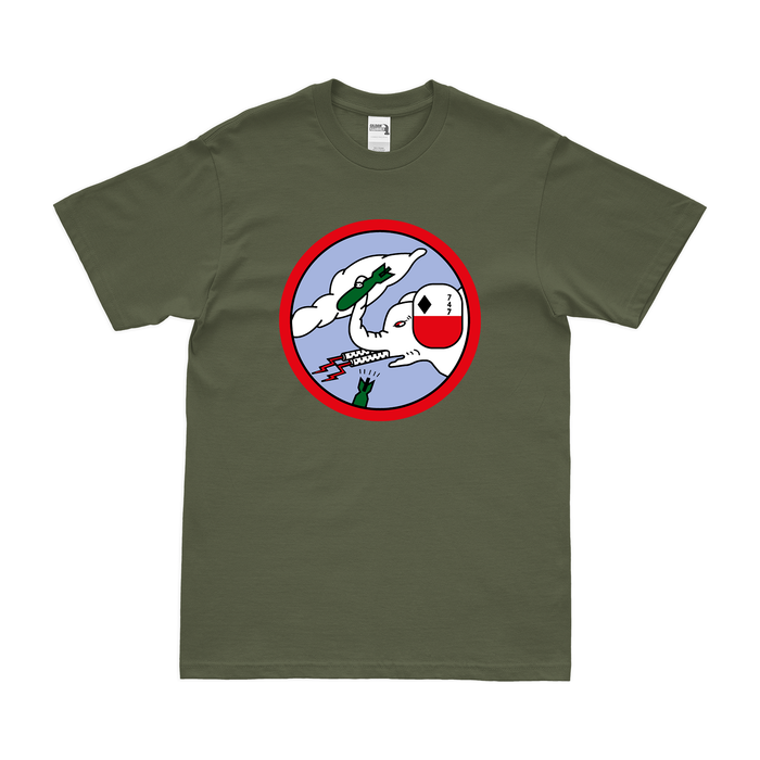 747th Bombardment Squadron USAAF WW2 T-Shirt Tactically Acquired Military Green Clean Small