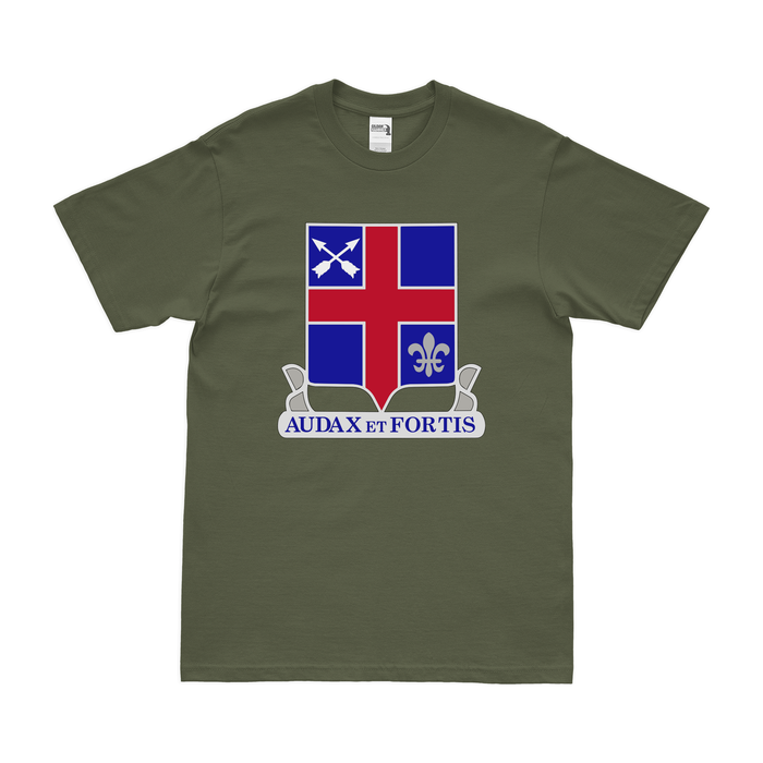 U.S. Army 74th Infantry Regiment Unit Logo Emblem T-Shirt Tactically Acquired Military Green Clean Small