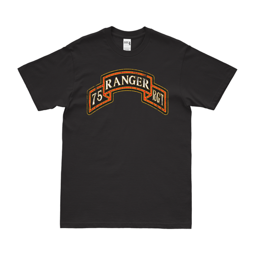 Distressed U.S. Army 75th Ranger Regiment Tab T-Shirt Tactically Acquired Small Black 