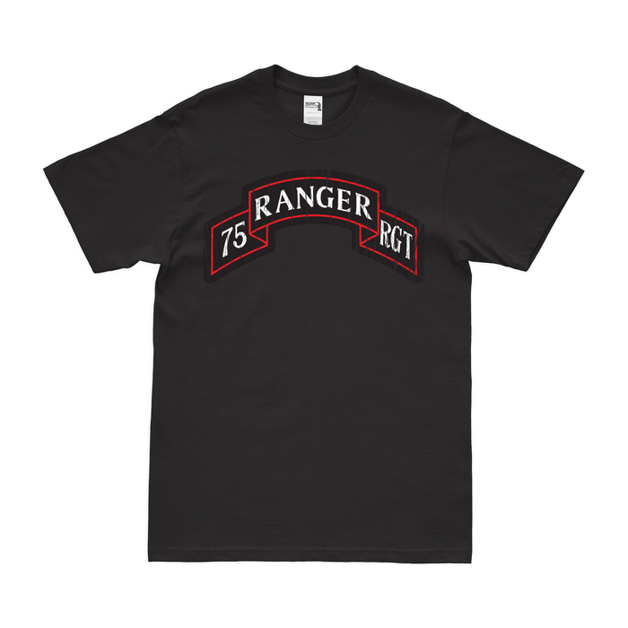 Distressed U.S. Army 75th Ranger Regiment Tab Logo T-Shirt Tactically Acquired Small Black 
