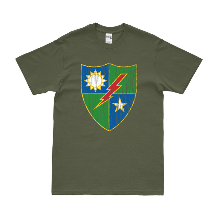 Distressed 75th Ranger Regiment Logo Emblem T-Shirt Tactically Acquired Small Military Green 