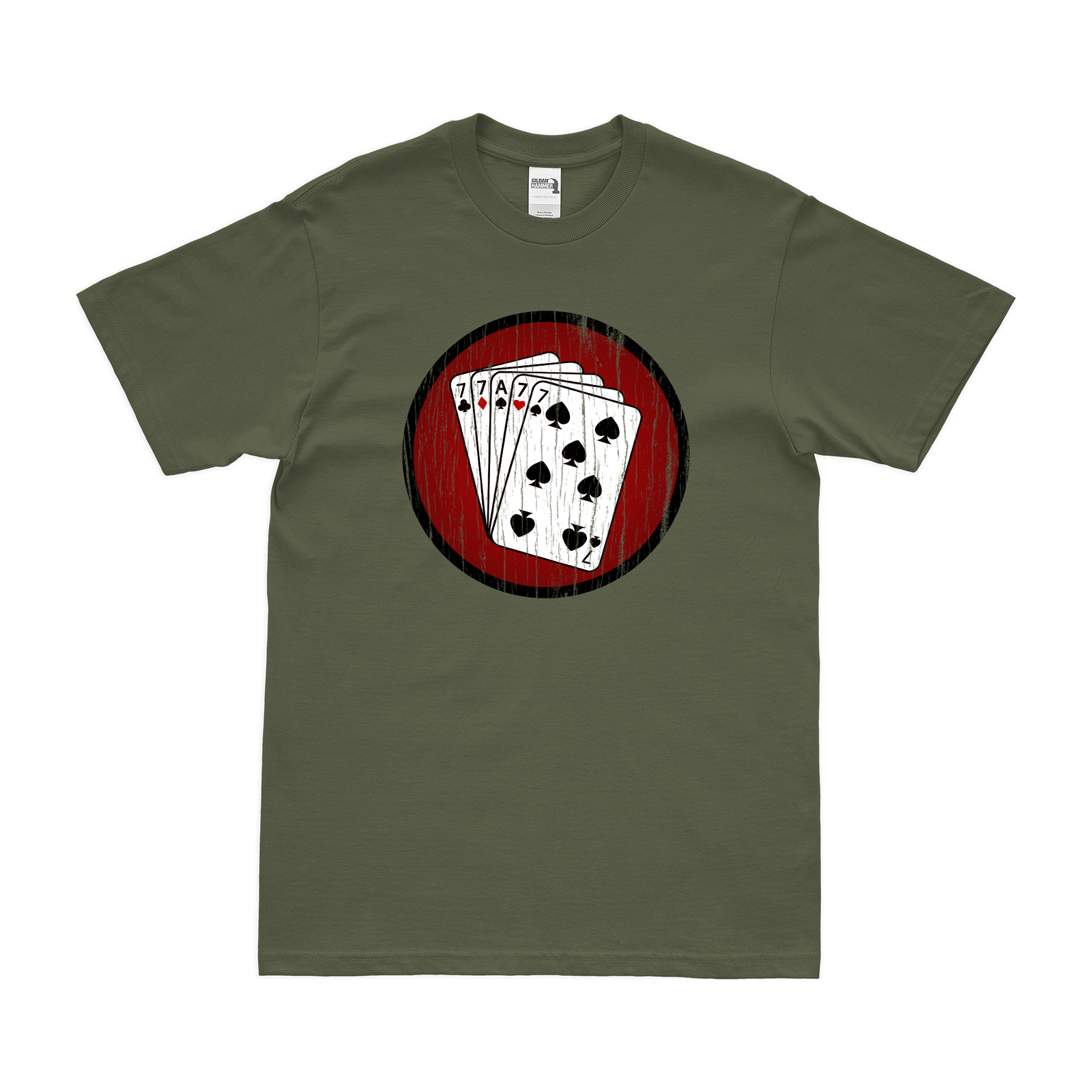 77th Fighter Squadron World War II AAF T-Shirt Tactically Acquired Military Green Distressed Small