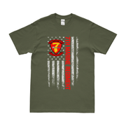 Patriotic 7th Marine Regiment American Flag T-Shirt Tactically Acquired Military Green Small 