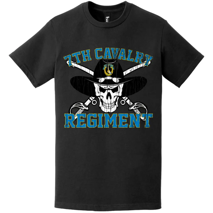 7th Cavalry Regiment Distressed Saber Skull T-Shirt Tactically Acquired   