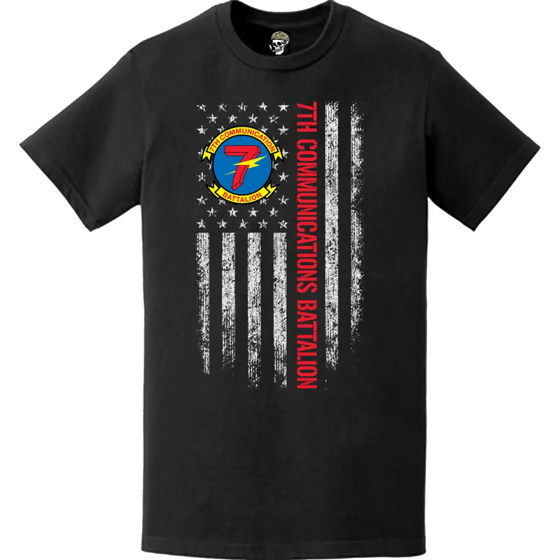 7th Communication Battalion American Flag T-Shirt