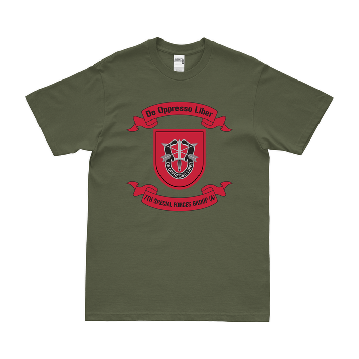7th Special Forces Group (7th SFG) Legacy Scroll T-Shirt Tactically Acquired Military Green Clean Small