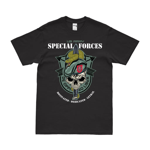 7th Special Forces Group (7th SFG) Snake Eaters Skull T-Shirt Tactically Acquired Small Black 