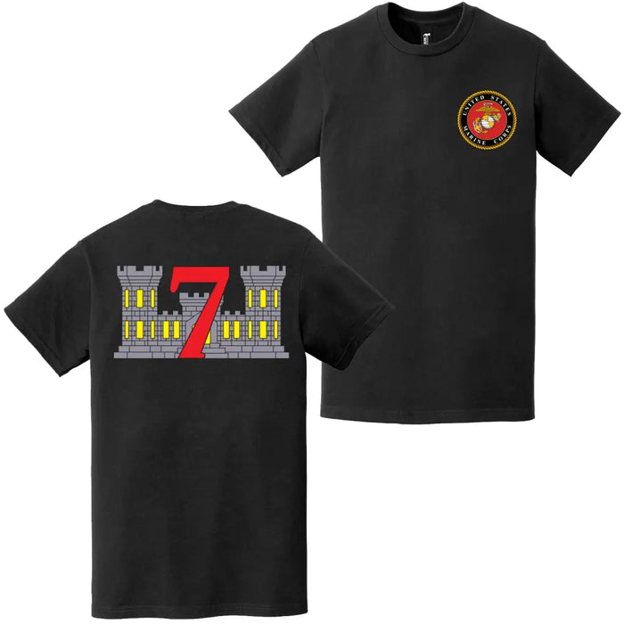 Double-Sided 7th ESB Logo USMC Emblem T-Shirt Tactically Acquired   