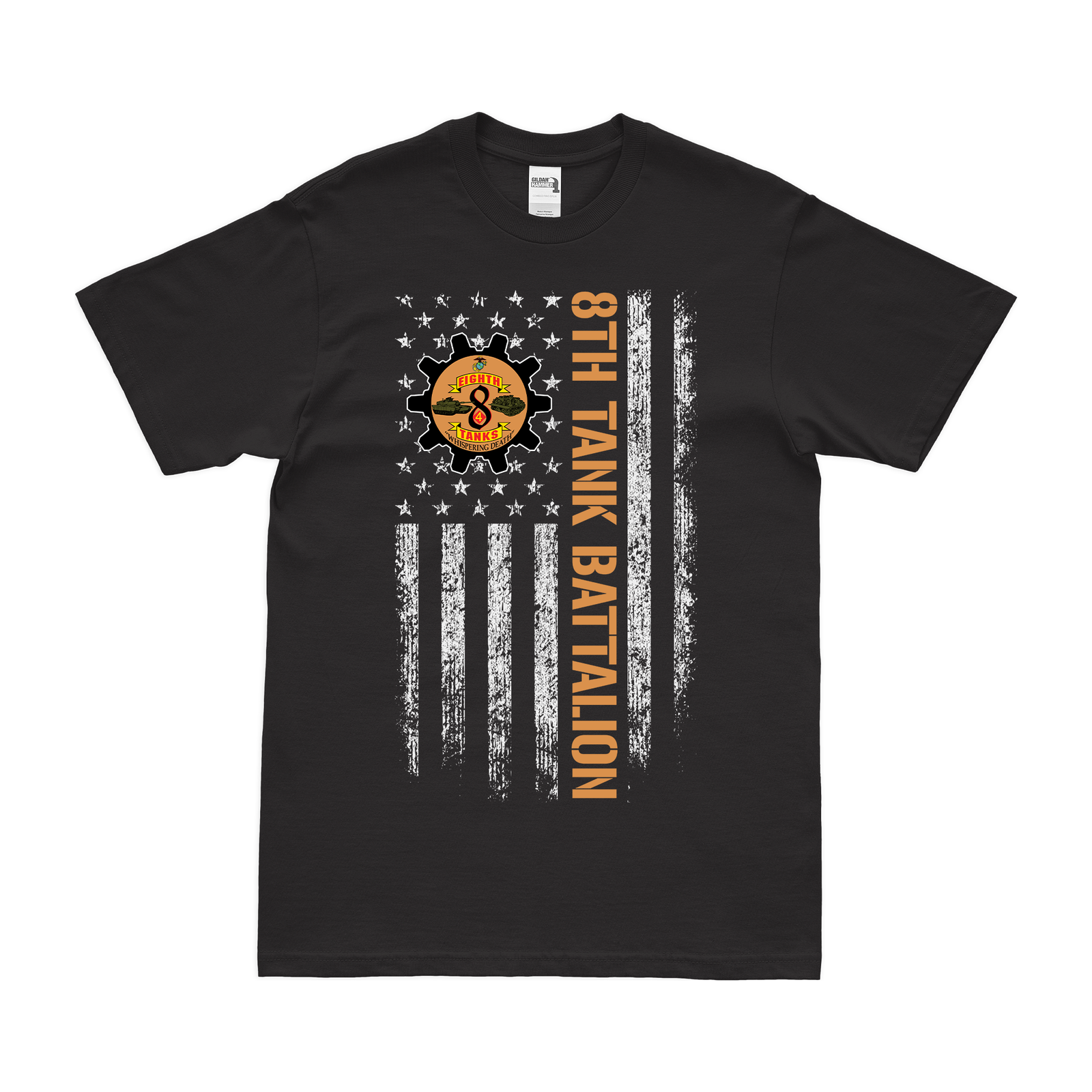8th Tank Battalion USMC American Flag T-Shirt Tactically Acquired Black Small 