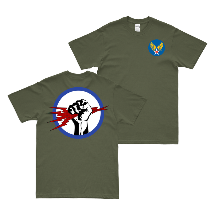 Double-Sided 827th Bombardment Squadron WW2 T-Shirt Tactically Acquired Military Green Small 