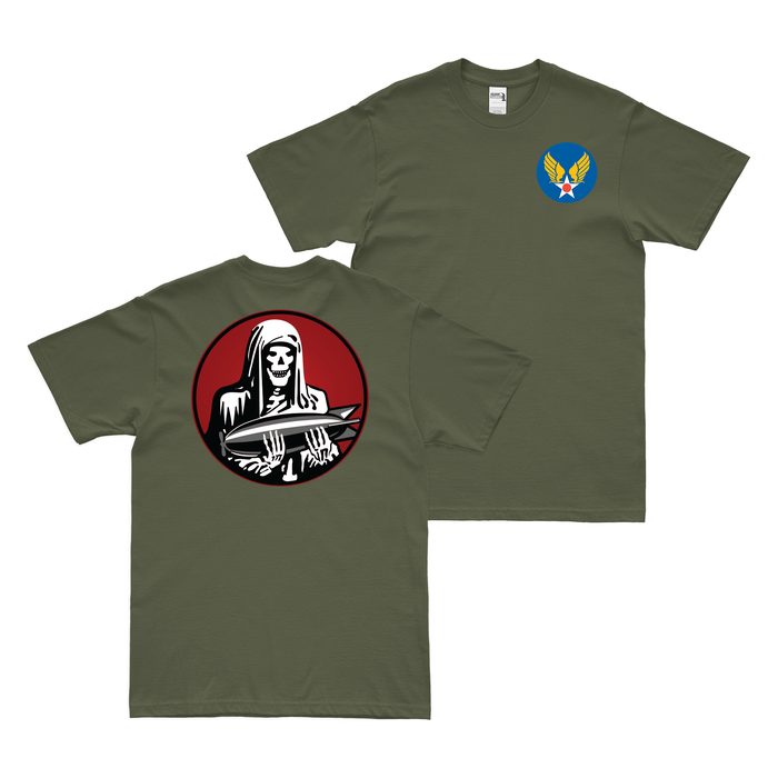 Double-Sided 828th Bomb Squadron Emblem AAF T-Shirt Tactically Acquired Military Green Small 