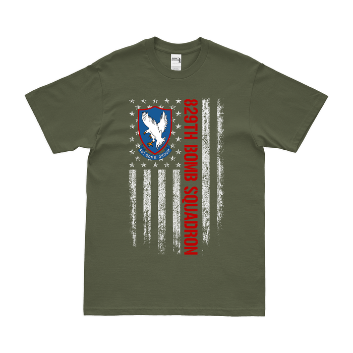 829th Bombardment Squadron WW2 American Flag T-Shirt Tactically Acquired Military Green Small 