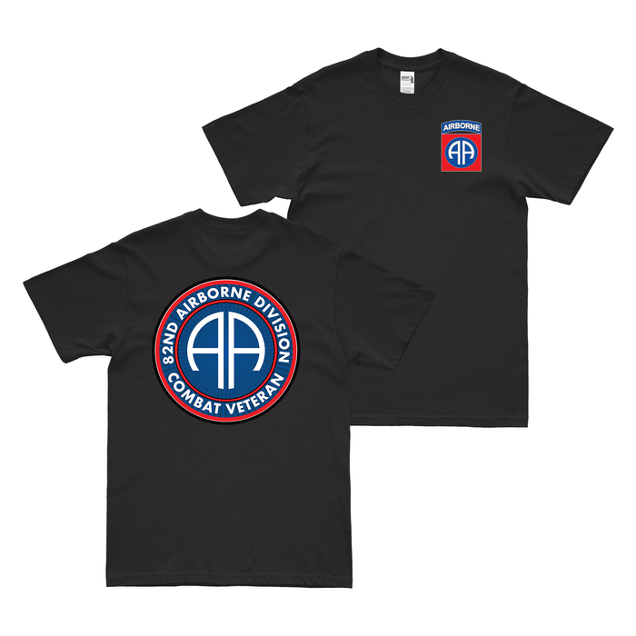 Double-Sided 82nd Airborne Division Combat Veteran T-Shirt Tactically Acquired Black Small 