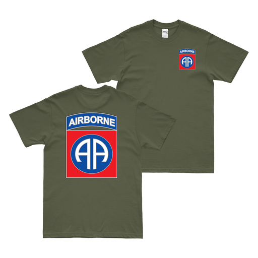 Double-Sided 82nd Airborne Division CSIB T-Shirt Tactically Acquired Military Green Small 