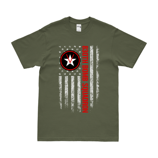 830th Bombardment Squadron WW2 American Flag T-Shirt Tactically Acquired Military Green Small 