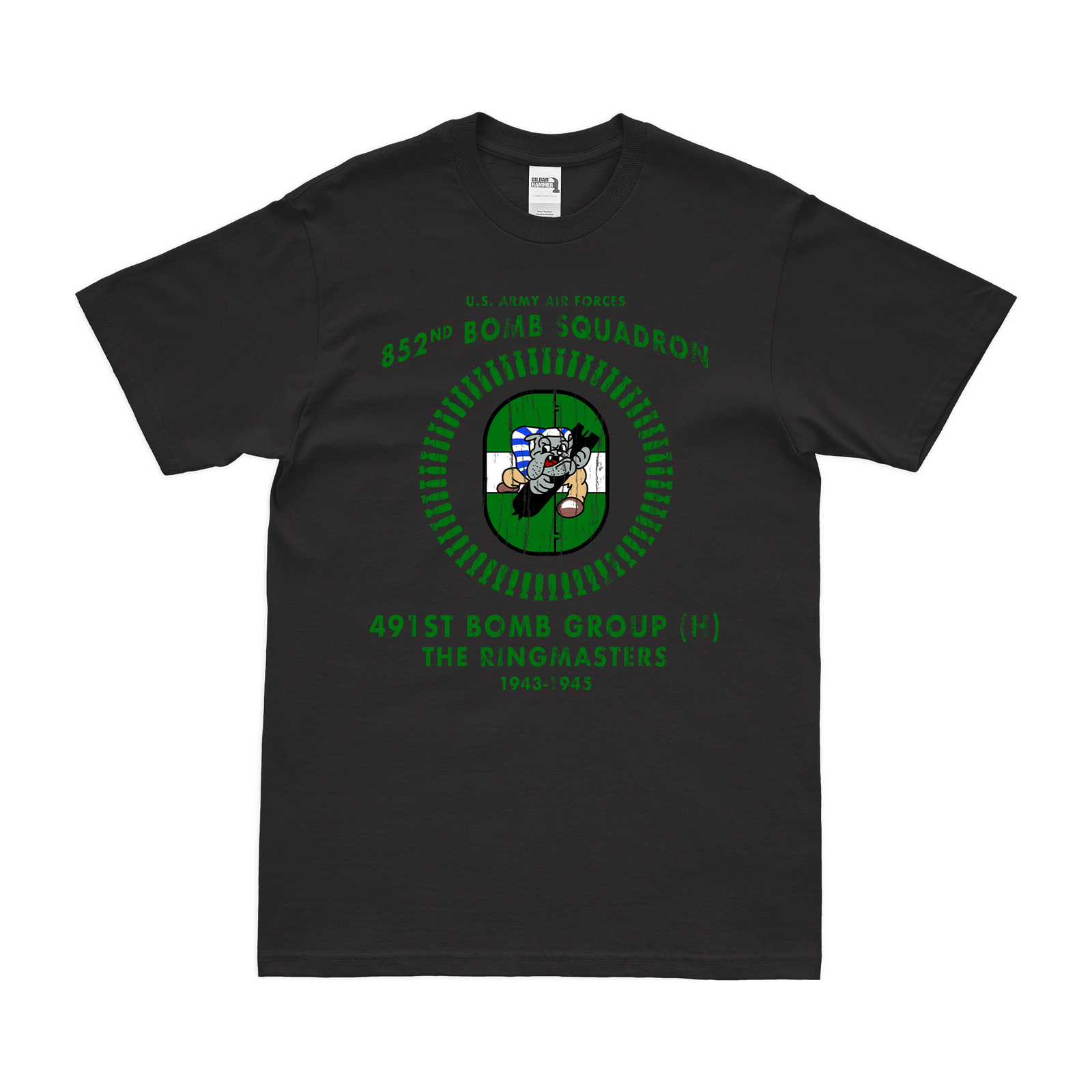 852nd Bomb Squadron WW2 491st BG Legacy T-Shirt Tactically Acquired Black Distressed Small