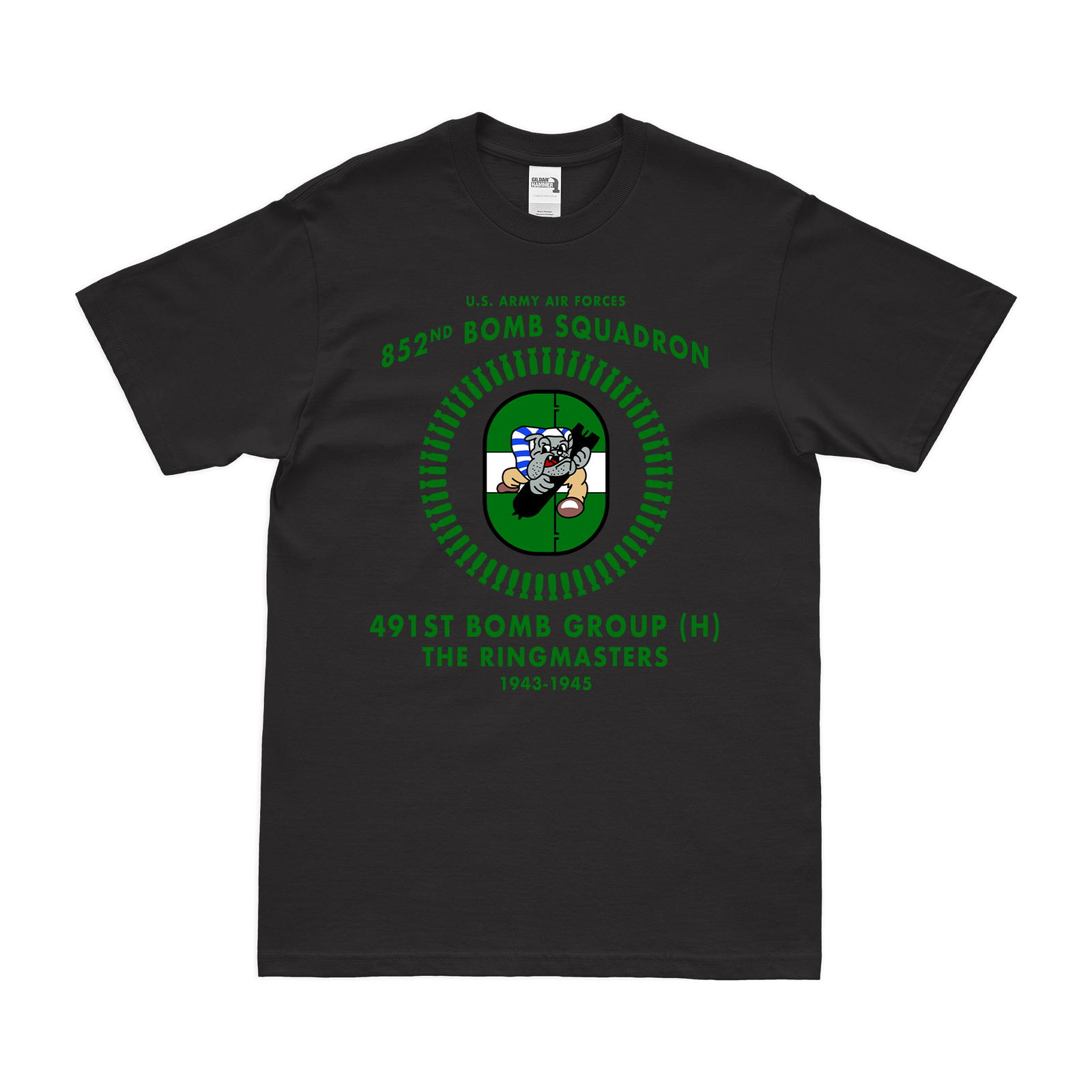 852nd Bomb Squadron WW2 491st BG Legacy T-Shirt Tactically Acquired Black Clean Small