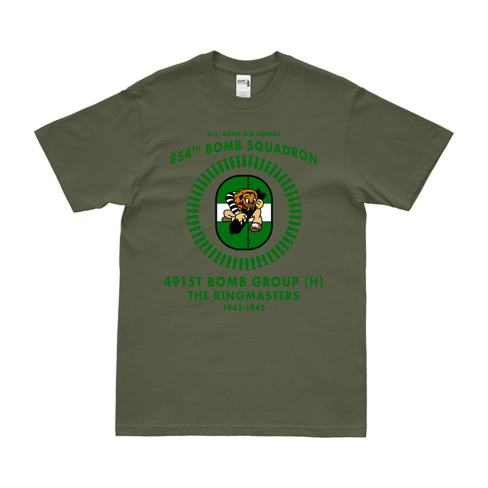 854th Bomb Squadron WW2 491st BG Legacy T-Shirt Tactically Acquired Military Green Clean Small