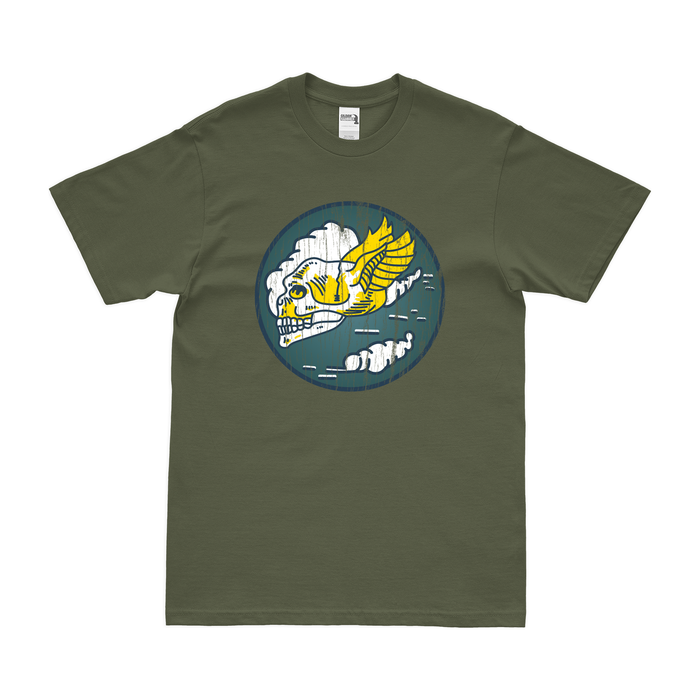 85th Fighter Squadron WW2 Emblem T-Shirt Tactically Acquired Military Green Distressed Small