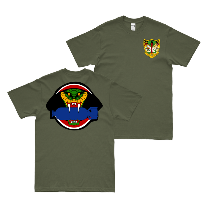 Double-Sided 864th Bomb Squadron - 494th BG T-Shirt Tactically Acquired Military Green Clean Small