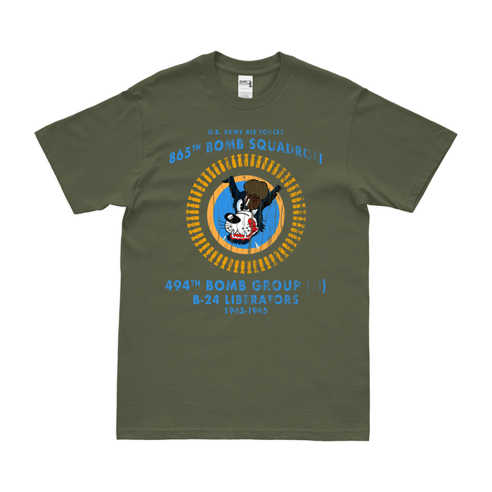 865th Bomb Squadron WW2 Legacy T-Shirt Tactically Acquired Military Green Distressed Small