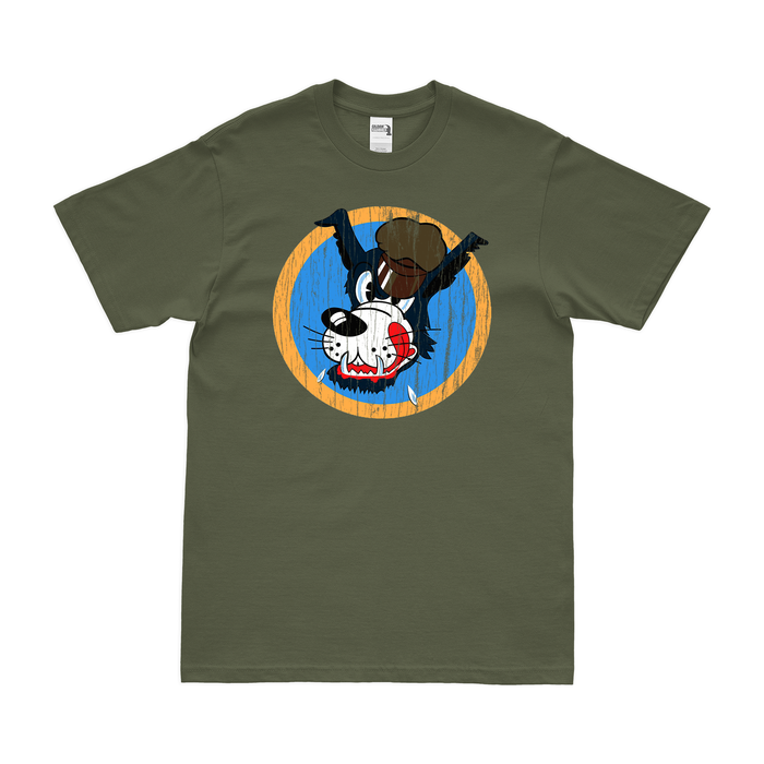 865th Bombardment Squadron WW2 T-Shirt Tactically Acquired Military Green Distressed Small