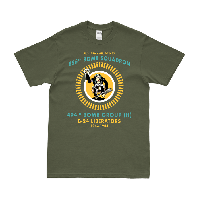 866th Bomb Squadron WW2 Legacy T-Shirt Tactically Acquired Military Green Clean Small