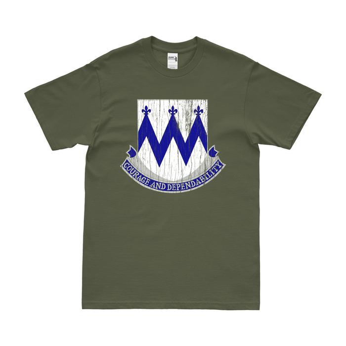 U.S. Army 86th Infantry Regiment Unit Logo Emblem T-Shirt Tactically Acquired Military Green Distressed Small