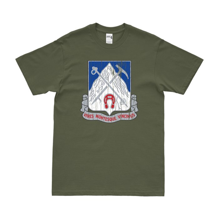 U.S. Army 87th Infantry Regiment Unit Logo Emblem T-Shirt Tactically Acquired Military Green Distressed Small