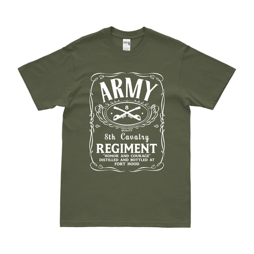 8th Cavalry Regiment Whiskey Label T-Shirt Tactically Acquired Military Green Small 