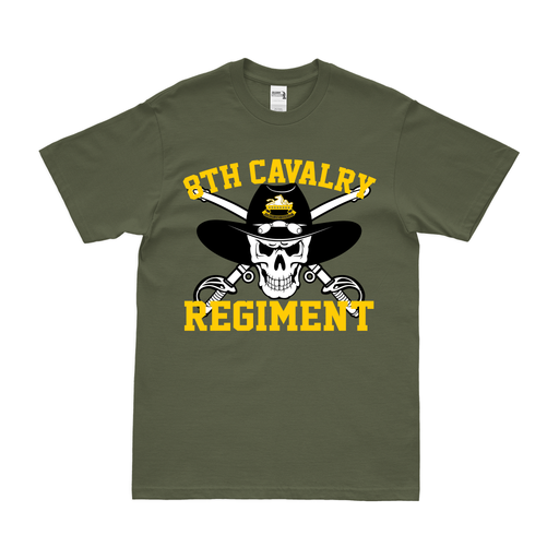 8th Cavalry Regiment Saber Skull T-Shirt Tactically Acquired Military Green Clean Small