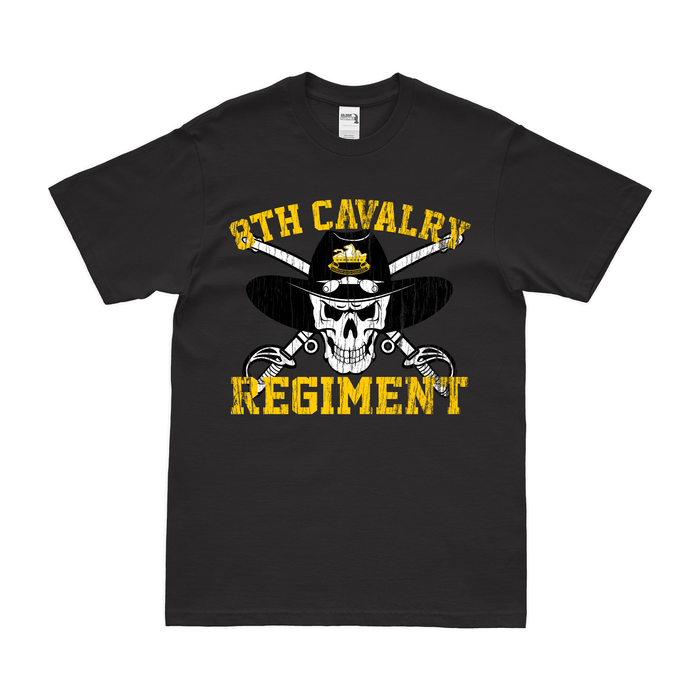 8th Cavalry Regiment Saber Skull T-Shirt Tactically Acquired Black Distressed Small