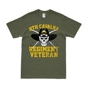 8th Cavalry Regiment Veteran Skull T-Shirt Tactically Acquired Military Green Distressed Small