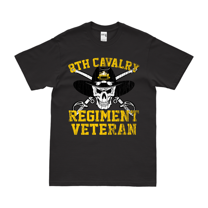 8th Cavalry Regiment Veteran Skull T-Shirt Tactically Acquired Black Distressed Small