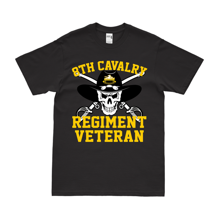 8th Cavalry Regiment Veteran Skull T-Shirt Tactically Acquired Black Clean Small