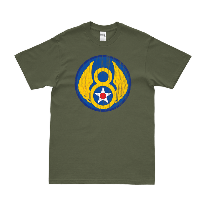 U.S. Army Air Forces Eighth Air Force T-Shirt Tactically Acquired Military Green Distressed Small