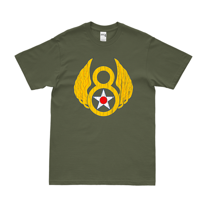 Eighth Air Force AAF Logo Emblem T-Shirt Tactically Acquired Military Green Distressed Small