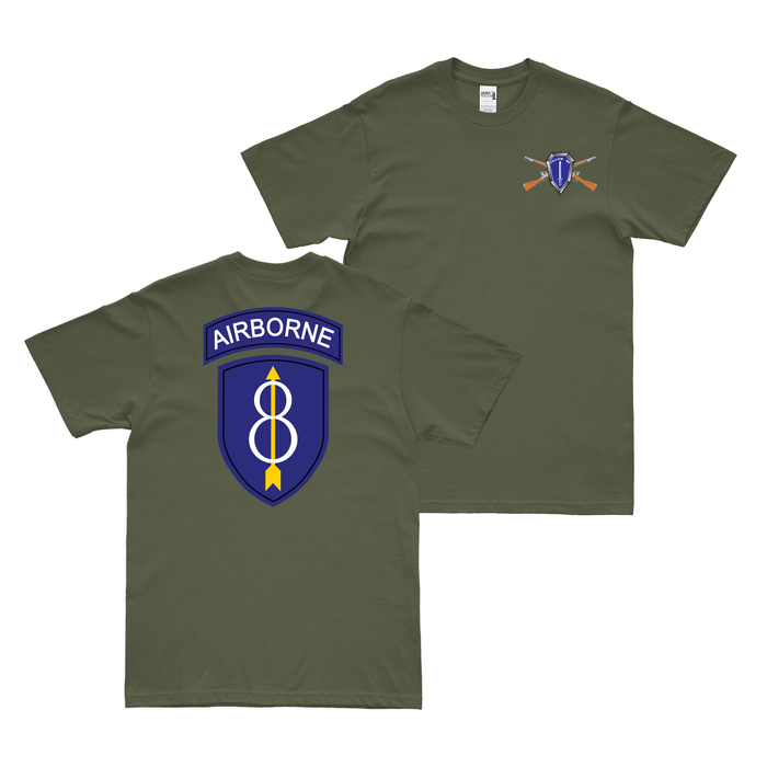 Double-Sided 8th Infantry Division Airborne T-Shirt Tactically Acquired Small Military Green 