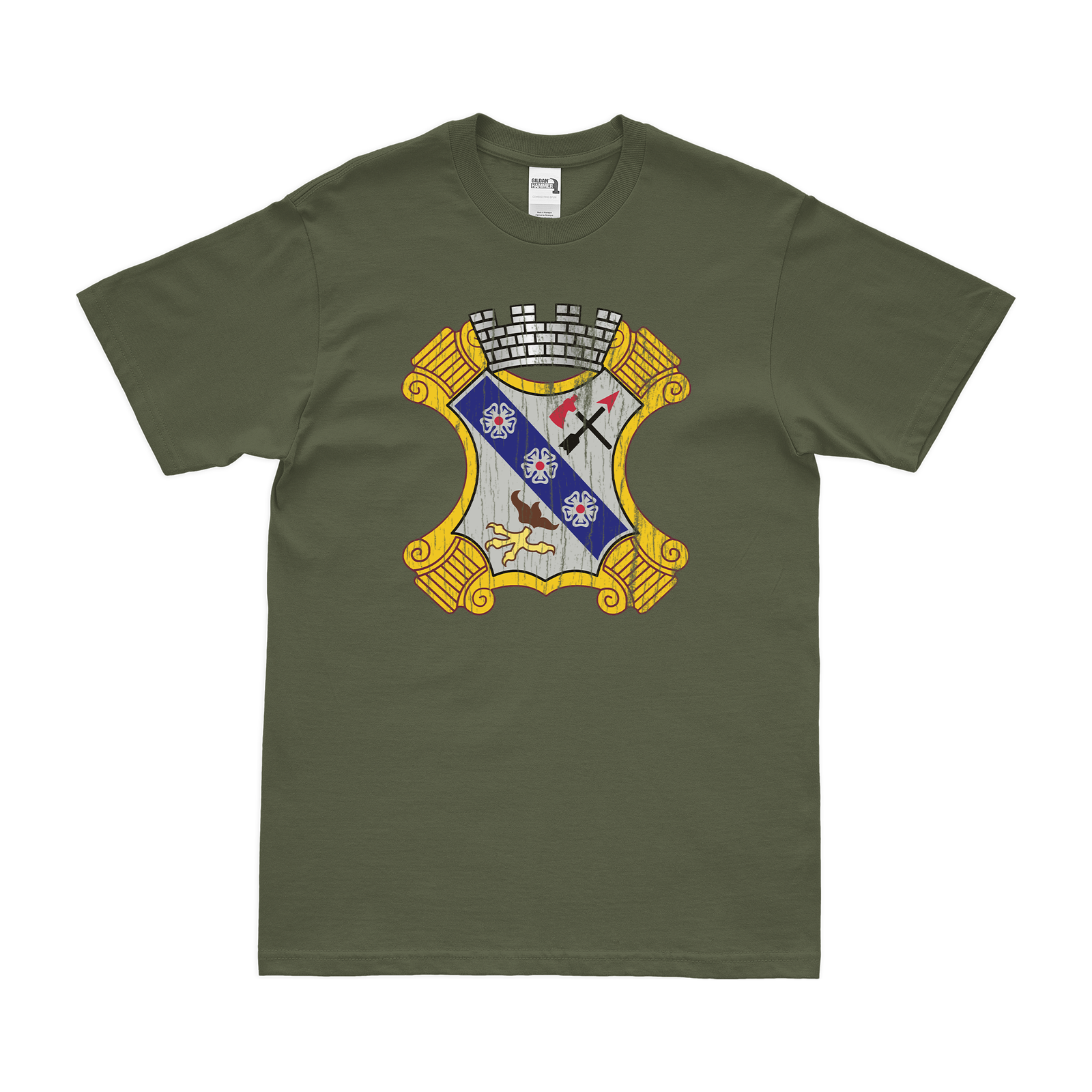 U.S. Army 8th Infantry Regiment Unit Logo Emblem T-Shirt Tactically Acquired Military Green Distressed Small