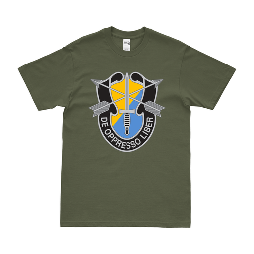 8th SFG (A) De Oppresso Liber Emblem T-Shirt Tactically Acquired Military Green Clean Small