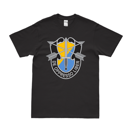 8th SFG (A) De Oppresso Liber Emblem T-Shirt Tactically Acquired Black Clean Small