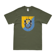 8th Special Forces Group (8th SFG) Beret Flash T-Shirt Tactically Acquired Military Green Distressed Small