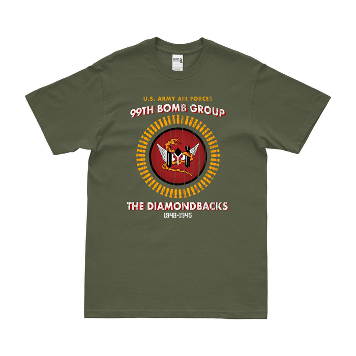 99th Bombardment Group WWII Legacy T-Shirt Tactically Acquired Military Green Distressed Small