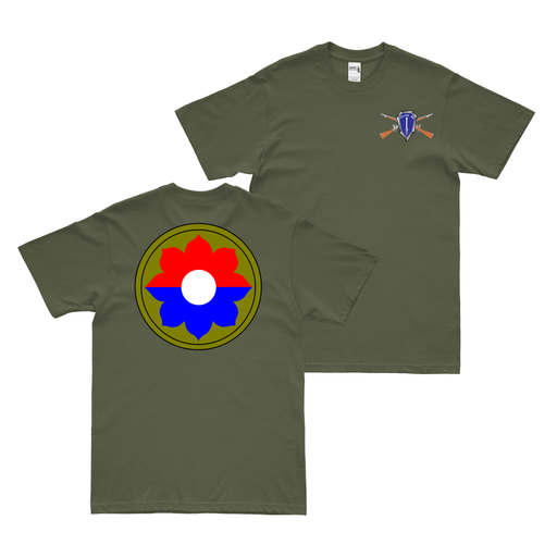 Double-Sided 9th Infantry Division SSI T-Shirt Tactically Acquired Small Military Green 