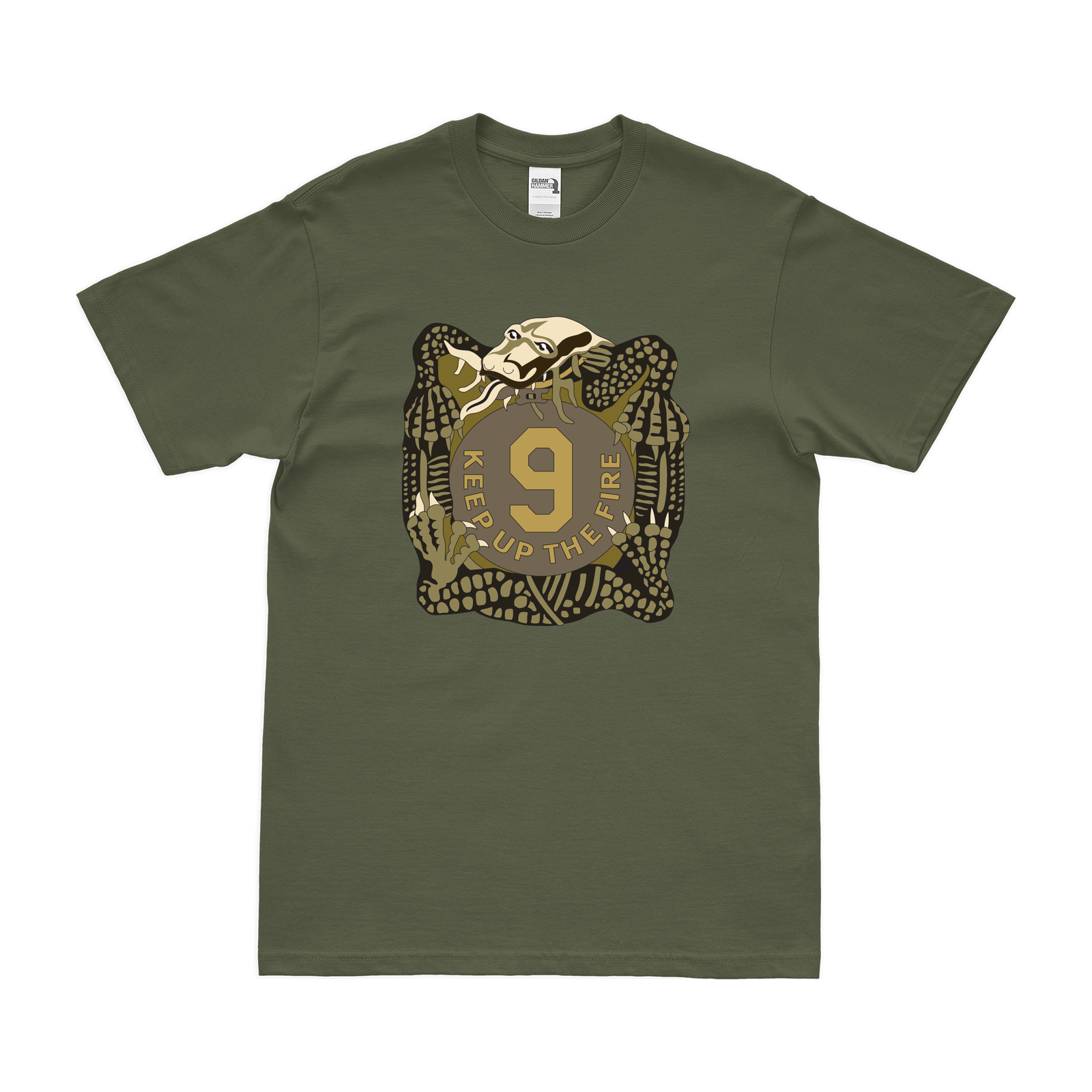 U.S. Army 9th Infantry Regiment Unit Logo Emblem T-Shirt Tactically Acquired Military Green Clean Small