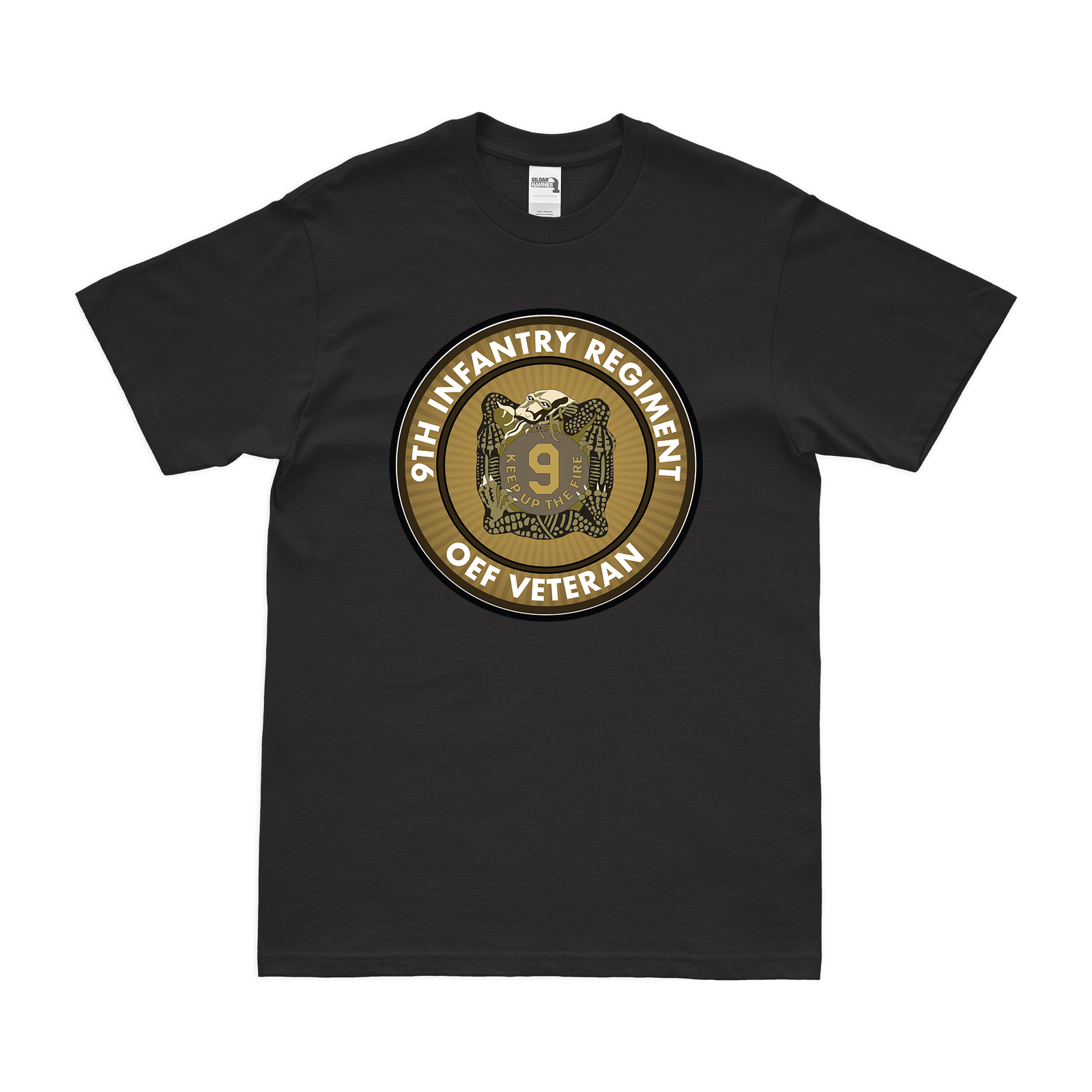 9th Infantry Regiment OEF Veteran T-Shirt Tactically Acquired Black Clean Small